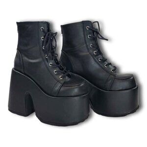 [SOLD] Demonia Camel-203 black vegan leather boots size 6